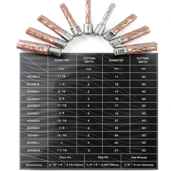 Annular Cutter Set S&F Stead Fast 13pc HSS Pilot Pins 2" Depth-2