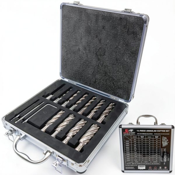 Annular Cutter Set S&F Stead Fast 13pc HSS Pilot Pins 2" Depth-0