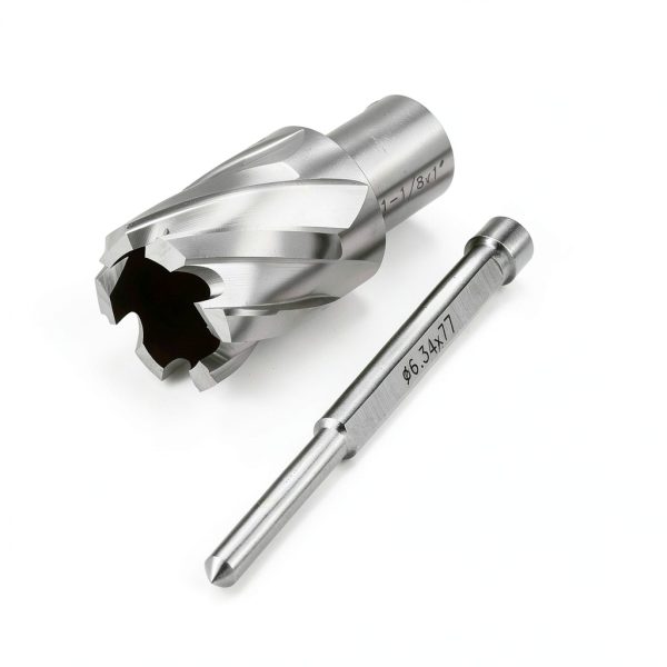 OSCARBIDE 1-1/8"x1 Annular Cutter, 3/4 inch Weldon Shank,1-1/8 inch Cutting Diameter 1 inch Depth of Cut, 2 Flat Mag Drill Bit with Pilot Pin for Magnetic Drill Press,1 Piece-2