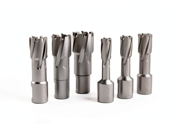 Annular Cutter Set Carbide 8pcs JESTUOUS 3/4 Inch Weldon Shank 1-3/8 Cutting Depth and Cutting Diameter from 1/2 to 1-1/16 Two Flat TCT Bit for Drill Press with 2 Pilot Pins-3