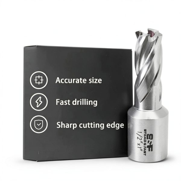Annular Cutter Set 13 Pcs by S&F STEAD & FAST, Cutting Depth 1" Cutting Diameter 7/16" to 1-1/16" Inch, Mag Drill Bits Kit for Magnetic Drill Press, with 2 Pilot Pins-2