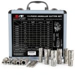 Annular Cutter Set 13 Pcs by S&F STEAD & FAST, Cutting Depth 1" Cutting Diameter 7/16" to 1-1/16" Inch, Mag Drill Bits Kit for Magnetic Drill Press, with 2 Pilot Pins-0
